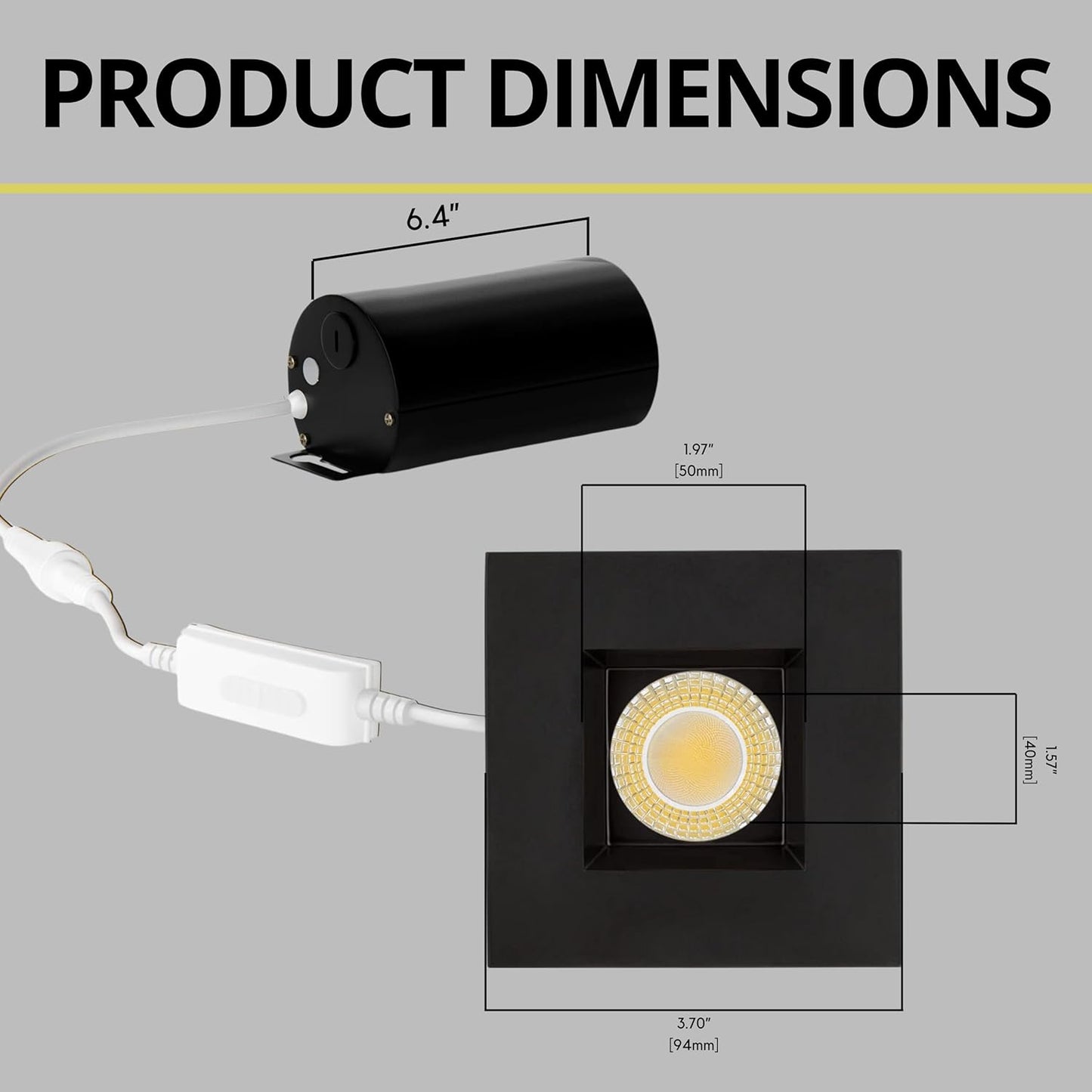 P-7524 3 inch Square Black, 8W, 800 Lumens, 5CCT Recessed Light