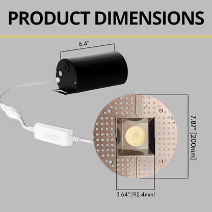 P-7148 3.5 inch Trimless Square Bronze HO 18-30W, 1700-2700 Lumens 5CCT Recessed Light