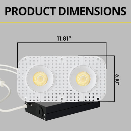P-7440 3.5 inch Trimless 2 Head Round White, 18/30W, 1800/2800 Lumens, 5CCT Recessed Light