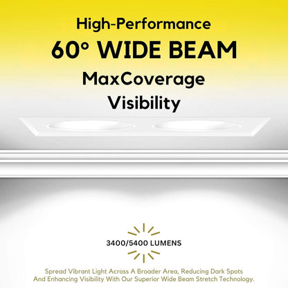 P-7452 3.5 inch Trimless 2 Head Square White HO, 36/60W, 3400/5400 Lumens, 5CCT Recessed Light