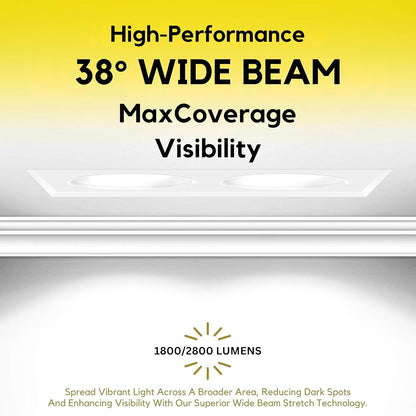 P-7444 3.5 inch Trimless 2 Head Square White, 18/30W, 1800/2800 Lumens, 5CCT Recessed Light