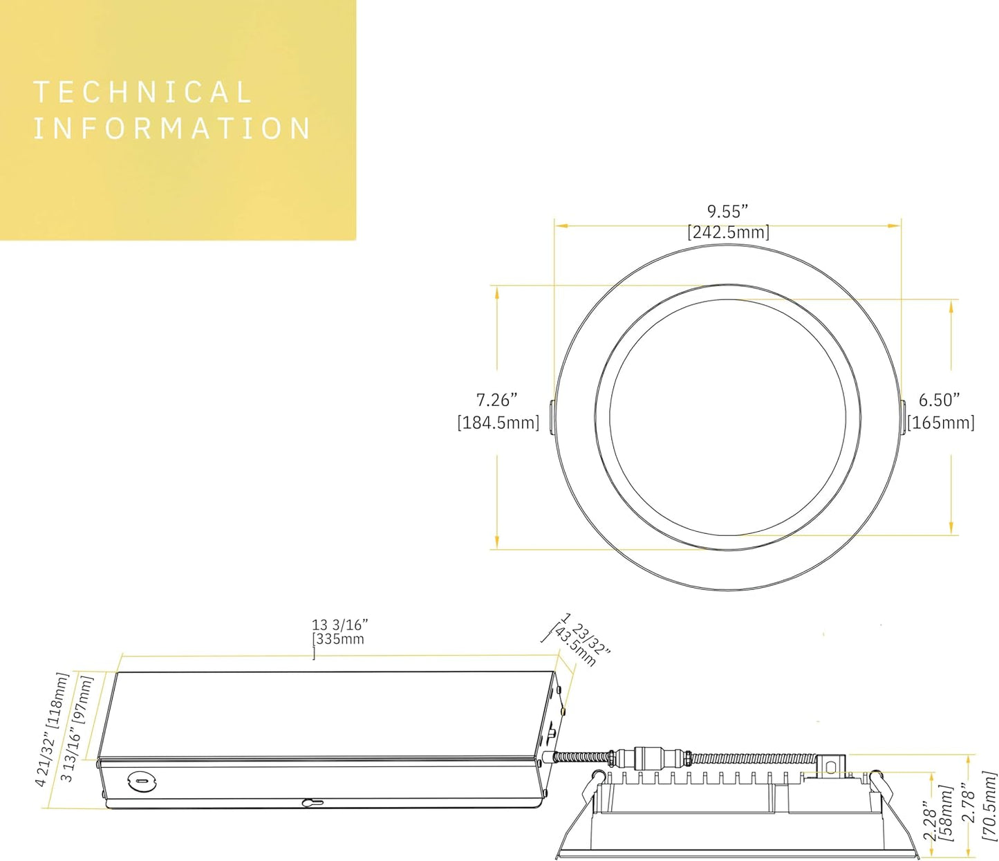 P-6405 8 Inch Slim Round White Finish 80-50W=800-500W, 8000-5000 Lumens 5CCT Recessed Light
