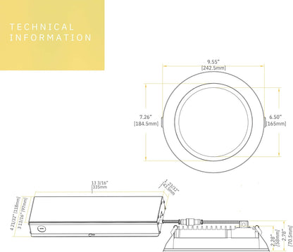 P-6405 8 Inch Slim Round White Finish 80-50W=800-500W, 8000-5000 Lumens 5CCT Recessed Light