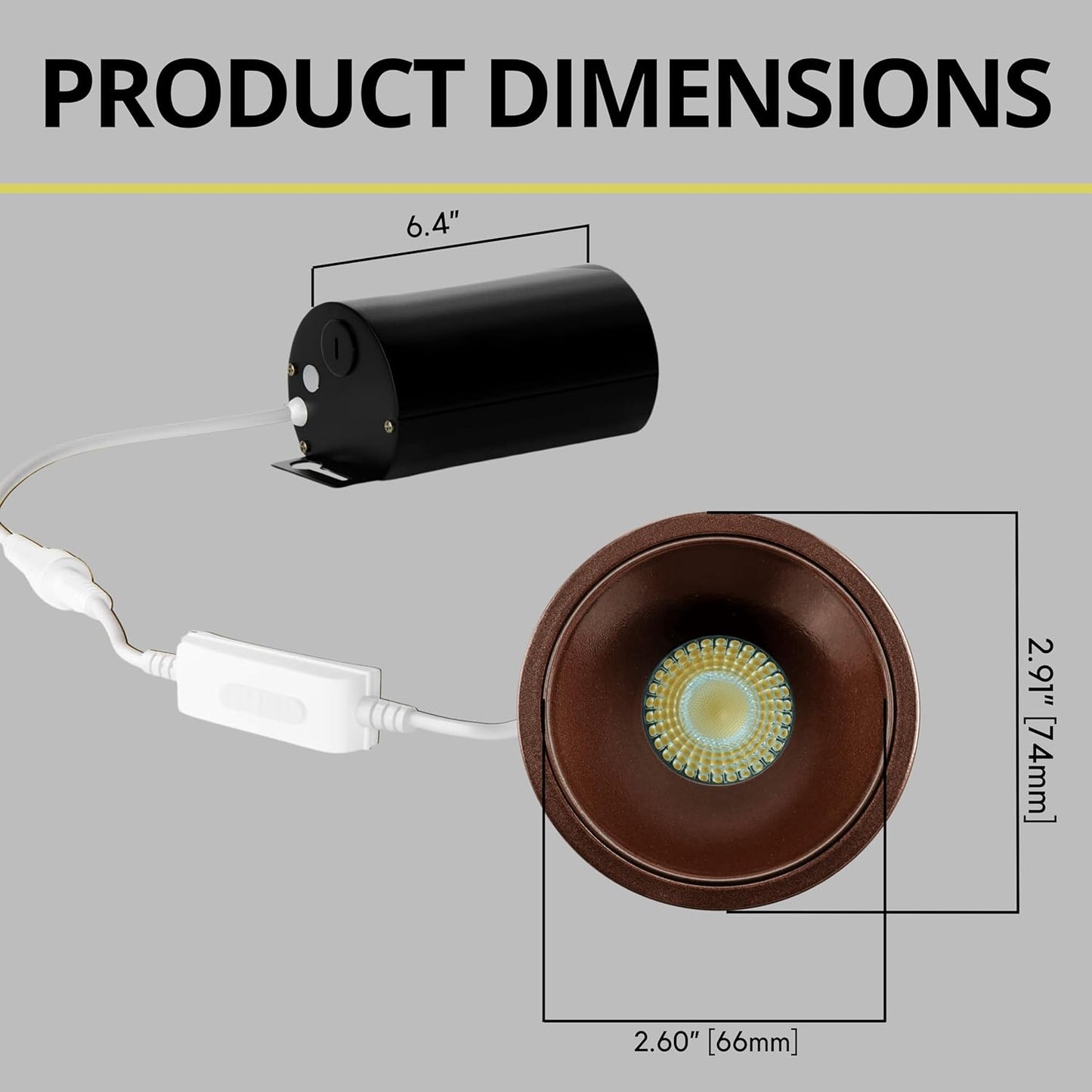 P-7000 2 Inch Millwork Trimless Round Bronze 8W, 600 Lumens 5CCT Recessed Light