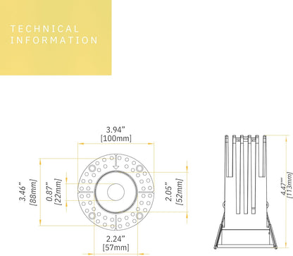 P-6509 1.5 Inch Trimless Round, Brass Finish 15 Watts, 1100 Lumens 5CCT Recessed Light