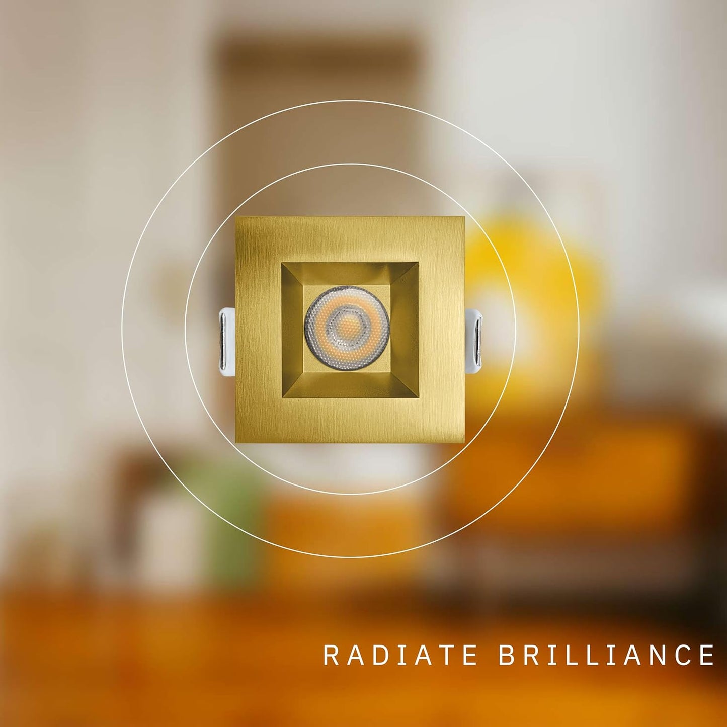 P-6526 1 Inch Square Brushed Brass Smooth High-Output, 15 Watts, 1100 Lumens 5CCT Recessed Light