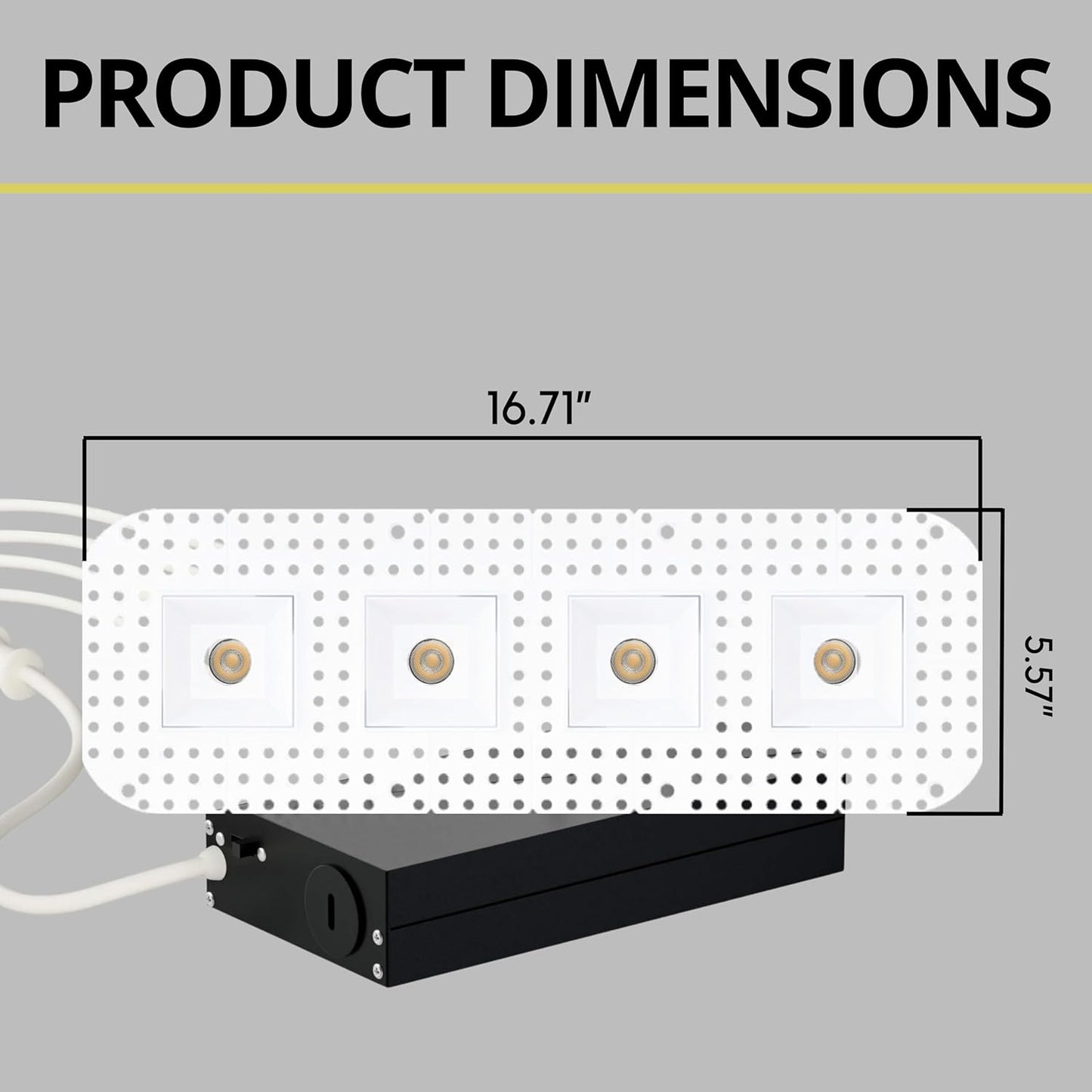P-7384 1.5 inch Trimless 4 Head Square White HO, 60W, 4400 Lumens, 5CCT Recessed Light