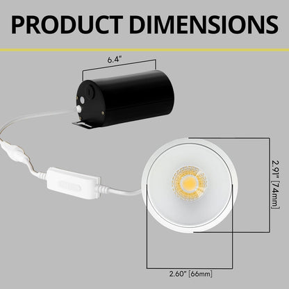 P-7064 2 Inch Millwork Trimless Round White HO 14-8W, 1200-750 Lumens 5CCT Recessed Light