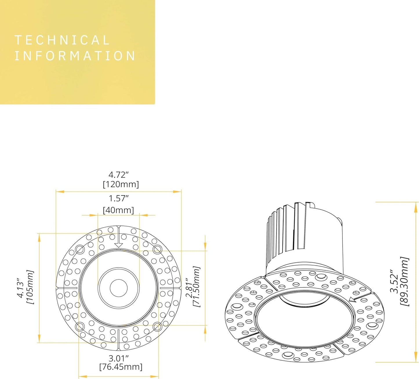 P-6355 3 Inch Trimless Round White 9W 850 Lumens 5CCT Recessed Light
