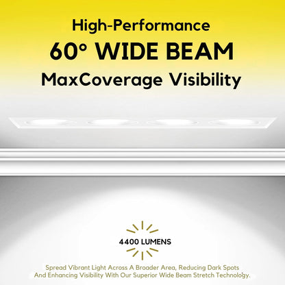 P-7384 1.5 inch Trimless 4 Head Square White HO, 60W, 4400 Lumens, 5CCT Recessed Light