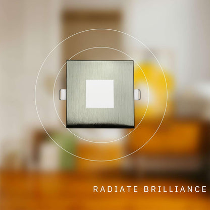 P-6623 2 Inch Slim Ultra-Thin Square, Brushed Nickel 5 Watts, 300 Lumens 5CCT Recessed Light