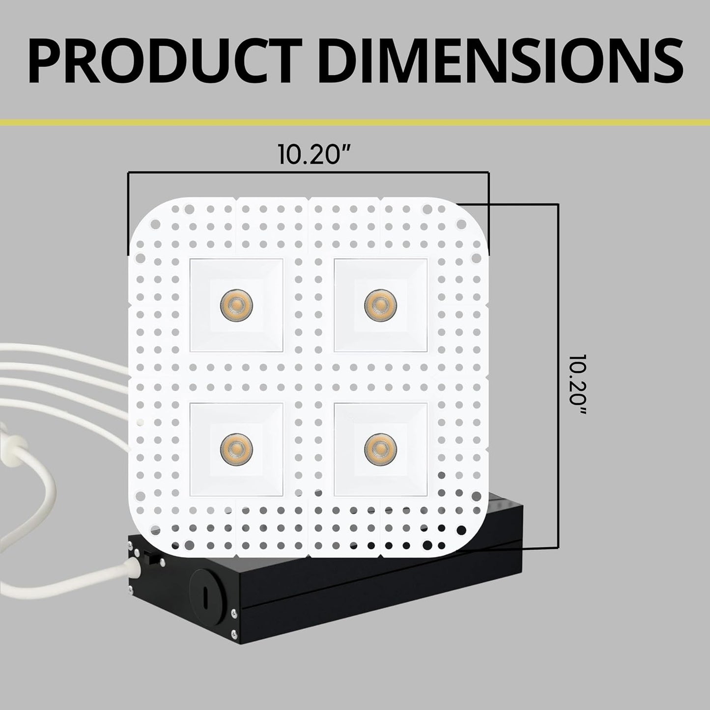 P-7403 2 inch Trimless Quadruple Head Square White HO, 32/56W, 3000/4800 Lumens, 5CCT Recessed Light