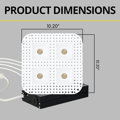 P-7403 2 inch Trimless Quadruple Head Square White HO, 32/56W, 3000/4800 Lumens, 5CCT Recessed Light