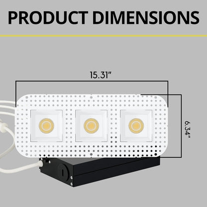 P-7428 3 inch Trimless 3 Head Square White HO, 45/60W, 4200/6300 Lumens, 5CCT Recessed Light