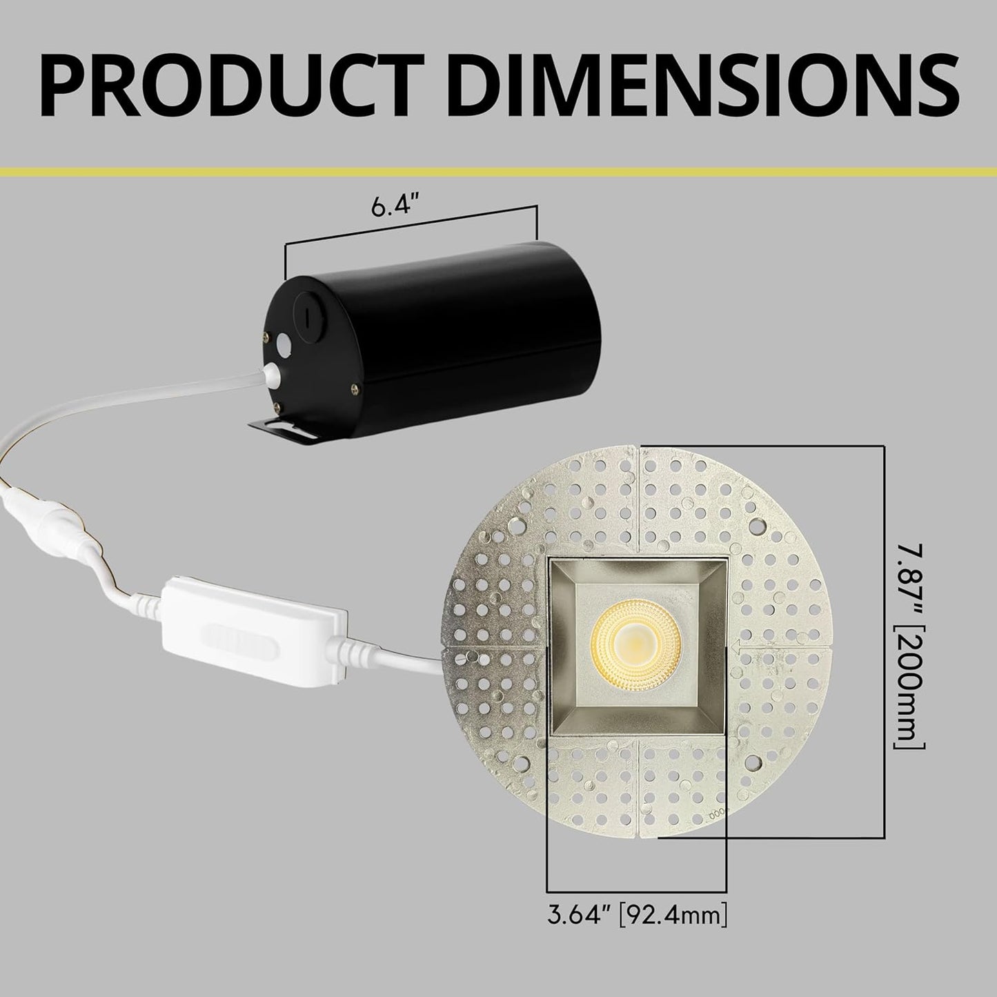 P-7146 3.5 inch Trimless Square Brushed Nickel HO 18-30W, 1700-2700 Lumens 5CCT Recessed Light