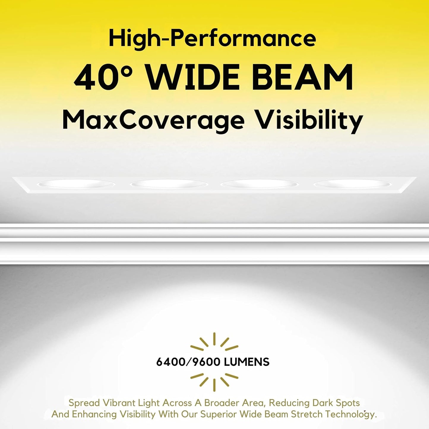 P-7463 4 inch Trimless 4 Head Square White, 60/88W, 6400/9600 Lumens, 5CCT Recessed Light