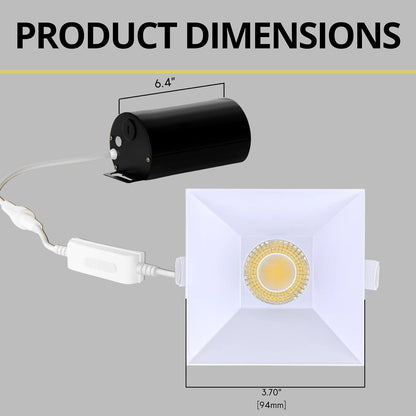 P-7557 3 inch Drop Trim Square White, 8W, 800 Lumens, 5CCT Recessed Light