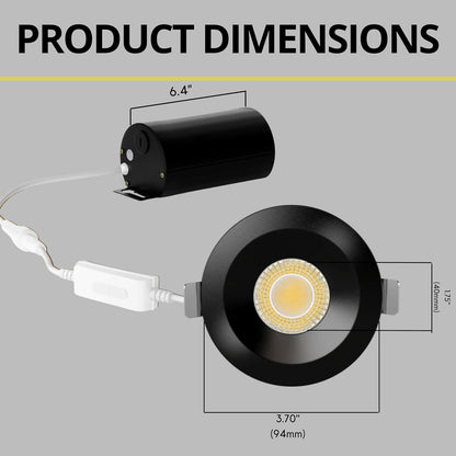 P-7489 3 inch Round Black Ultra-Shallow Trim, 9W, 850 Lumens, 5CCT Recessed Light