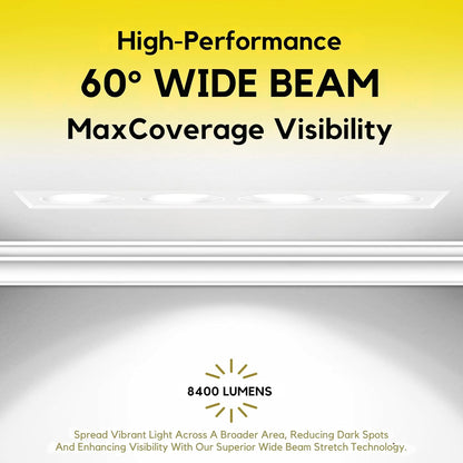 P-7433 3 inch Trimless 4 Head Round White HO, 96W, 8400 Lumens, Non-IC, 5CCT Recessed Light