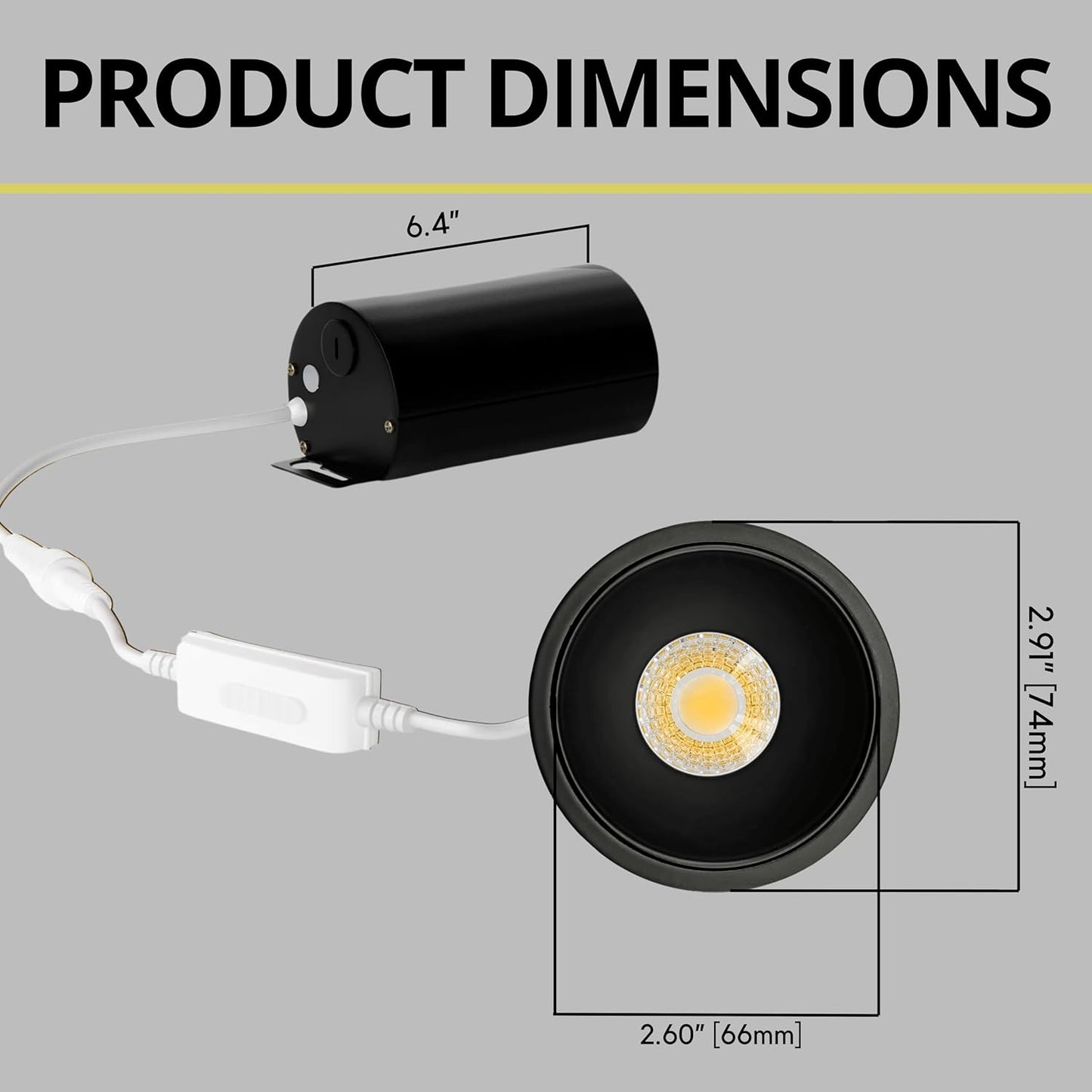 P-7065 2 Inch Millwork Trimless Round Black HO 14-8W, 1200-750 Lumens 5CCT Recessed Light
