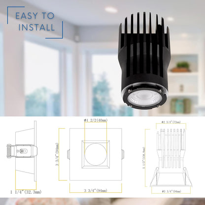 P-6016 3 Inch Brushed Nickel Square 15W 1400 Lumens 5CCT Recessed Light