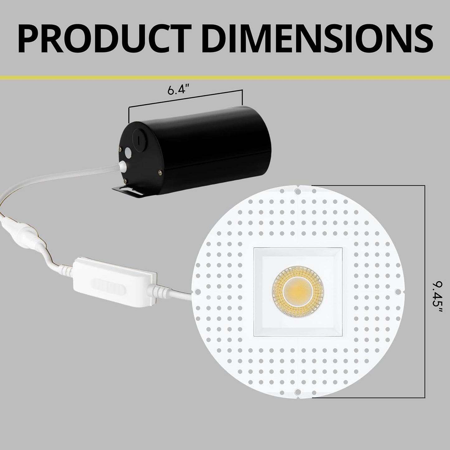 P-7469 4 inch Trimless Single Head Square White HO, 20/32W, 2000/3000 Lumens, 5CCT Recessed Light