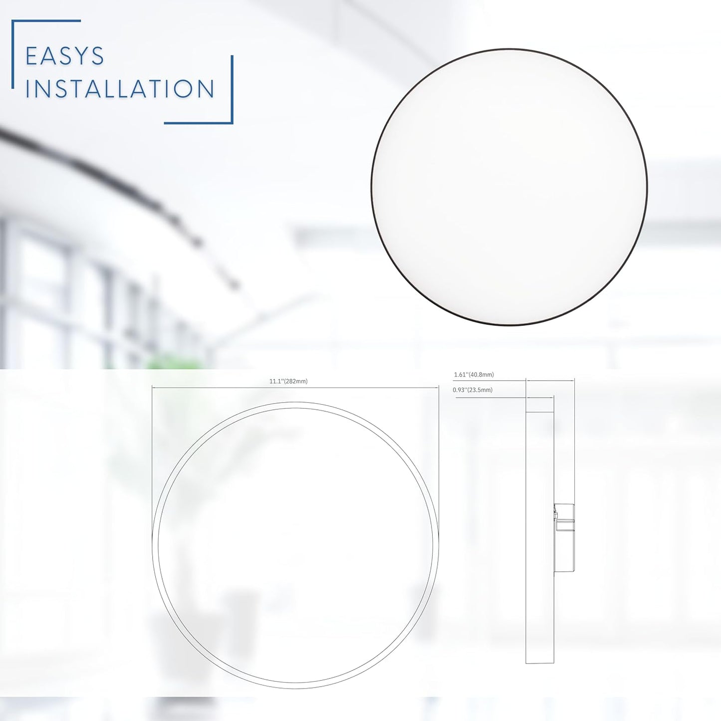 P-6327 11 Inch Edgeless Round Black 20W 2000 Lumens 5CCT Recessed Light