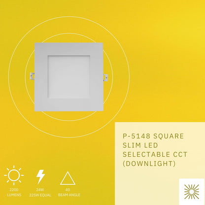 P-5148 8 Inch Square White 24W 2200 Lumens 3CCT Slim Ultra-Thin light