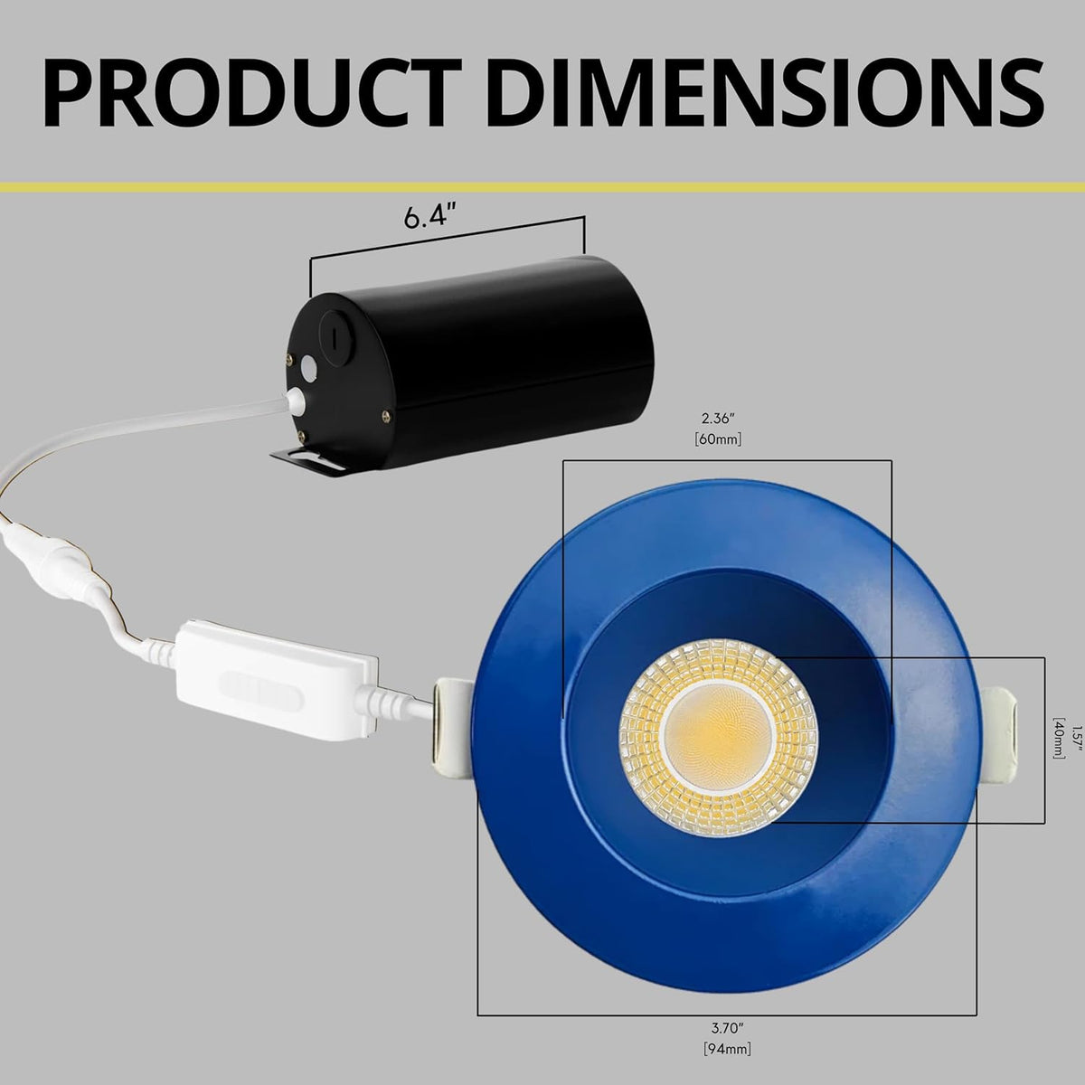 P-7540 3 inch Round Blueberry Blue, 8W, 800 Lumens, 5CCT Recessed Light