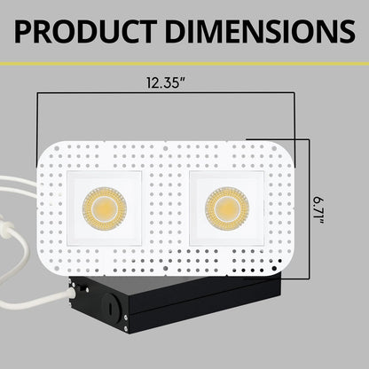 P-7461 4 inch Trimless 2 Head Square White, 30/44W, 3200/4800 Lumens, 5CCT Recessed Light