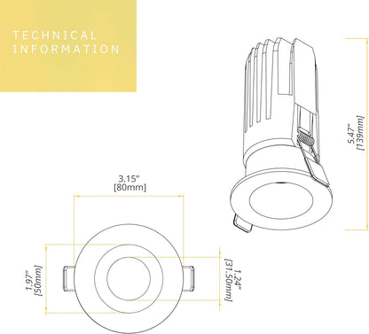 P-6345 2 Inch Round White Wide Beam 14W 1100 Lumens 5CCT Recessed Light