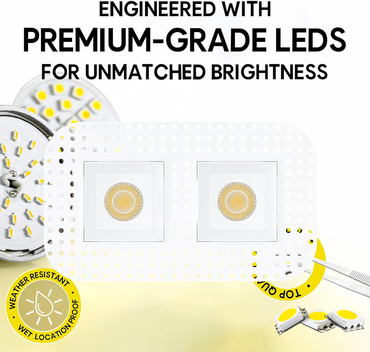P-7436 3 inch Trimless 2 Head Square White HO, 48W, 4200 Lumens, Non-IC, 5CCT Recessed Light