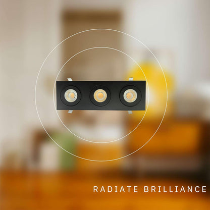 P-6535 4 Inch 3 Head Multiple Gimbal, Black Finish 36 Watts, 3600 Lumens 5CCT Recessed Light