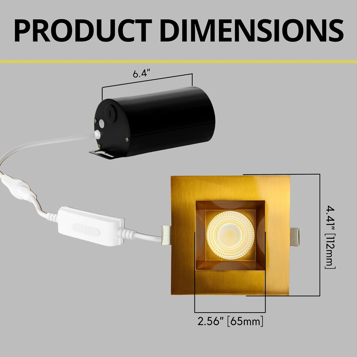 P-7133 3.5 inch Square Brushed Brass 15-9W, 1400-900 Lumens 5CCT Recessed Light