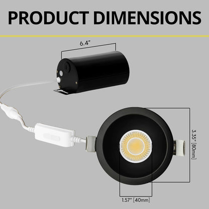 P-6953 3 inch Round Black Narrow Trim Downlight Luminaire 9W=75W, 850 Lumens, 5CCT