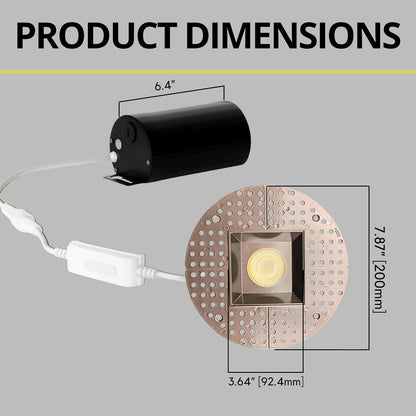 P-7113 3.5 inch Trimless Square Bronze 15-9W, 1400-900 Lumens 5CCT Recessed Light