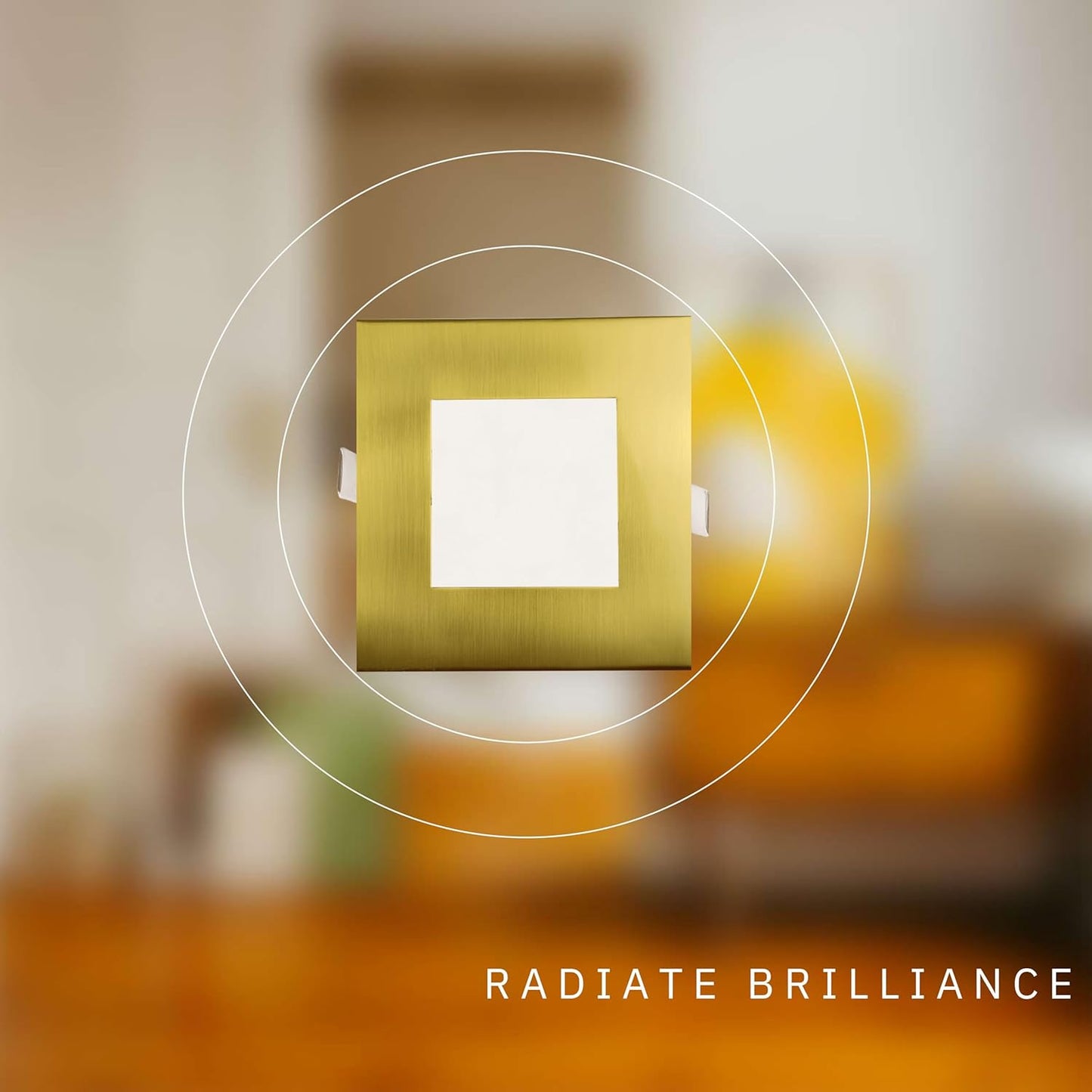 P-5880 4 Inch Square Brushed Brass 12W 1000 Lumens 5CCT Slim Ultra-Thin Light