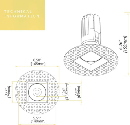 P-6368 2 Inch Trimless Square Bronze 14W-8W 1200-750 Lumens 5CCT Recessed Light