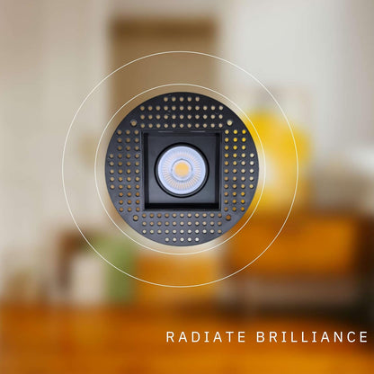 P-6608 4 Inch Trimless Gimbal Square, Black Finish 20 Watts, 1800 Lumens 5CCT Recessed Light