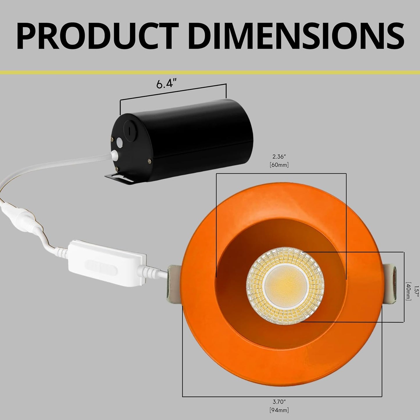 P-7537 3 inch Round Tangerine Orange, 8W, 800 Lumens, 5CCT Recessed Light