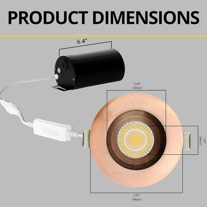 P-7533 3 inch Round Brushed Copper, 8W, 800 Lumens, 5CCT Recessed Light