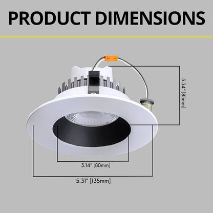 P-6972 4 inch Retrofit Round Downlight Luminaire, Two-Tone Finish, 10W=100W, 1000 Lumens, 5CCT