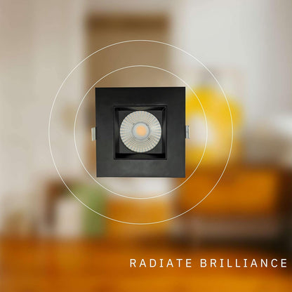 P-6391 5 Inch Square Black High Output 40W-30W-23W=350W, 3500-2600-2000 Lumens 5CCT Recessed Light
