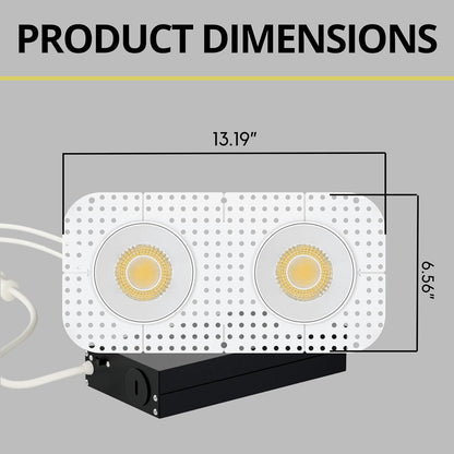 P-7465 4 inch Trimless 2 Head Round White HO, 40/64W, 4000/6000 Lumens, 5CCT Recessed Light