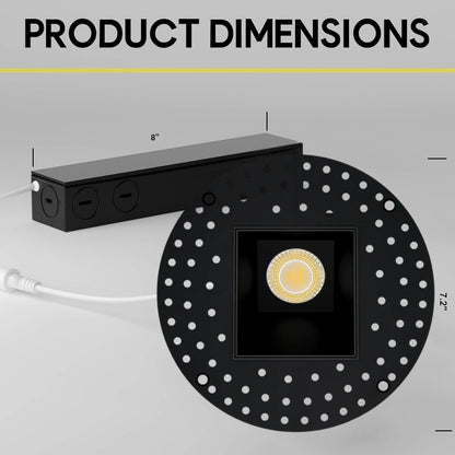 P-7505 3 inch Trimless Square Wall-Wash Black HO, 15/20W, 1400/2100 Lumens, 5CCT Recessed Light