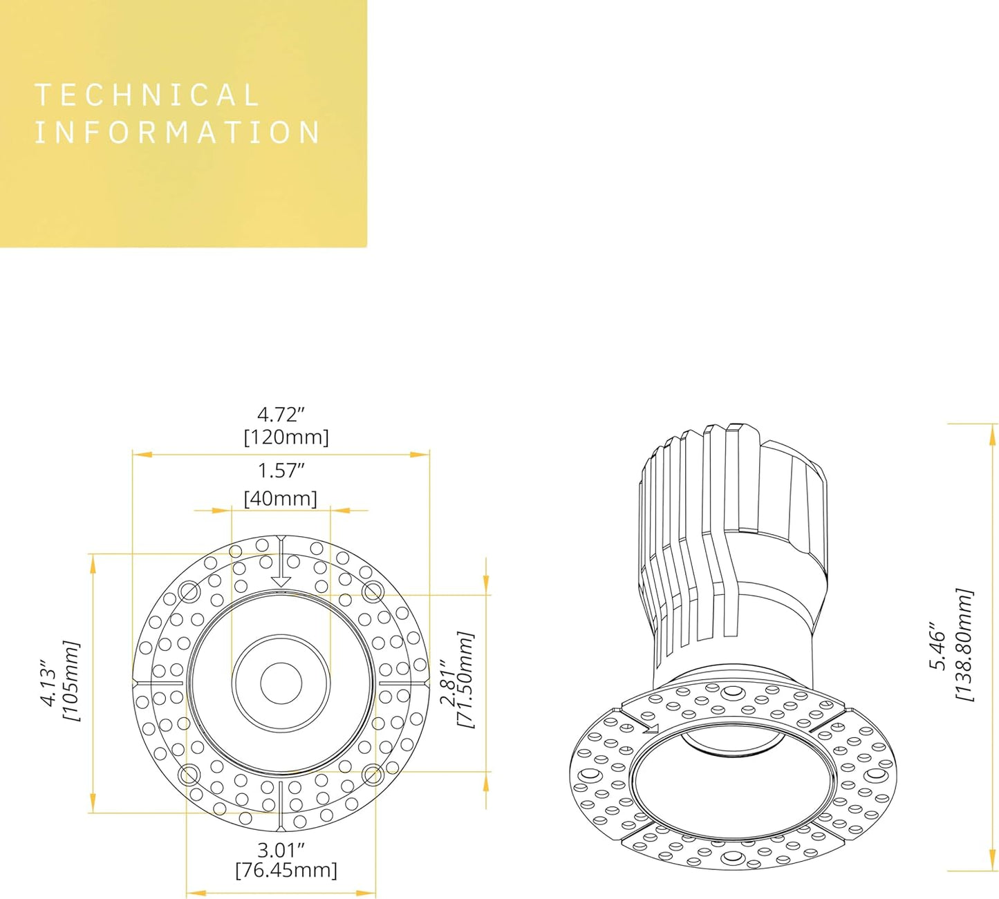 P-6356 3 Inch Trimless Round White 15W 1400 Lumens 5CCT Recessed Light