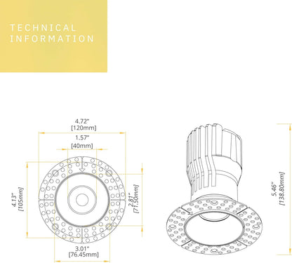 P-6356 3 Inch Trimless Round White 15W 1400 Lumens 5CCT Recessed Light