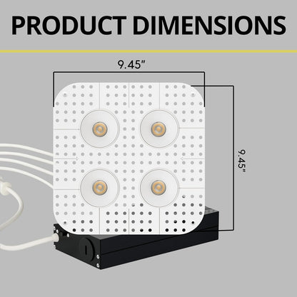 P-7407 2 inch Trimless Quadruple Head Round White HO, 56/80W, 4800/6800 Lumens, 5CCT Recessed Light
