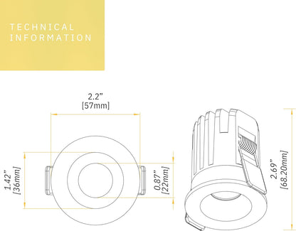 P-6337 1.5 Inch Round Two-Tone Smooth 7W 600 Lumens 5CCT Recessed Light