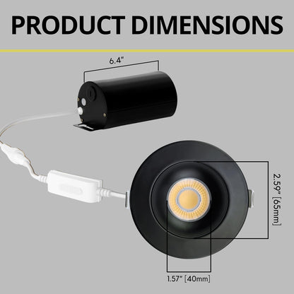 P-7092 3 Inch Gimbal Round Black 15W, 1400 Lumens 5CCT Recessed Light